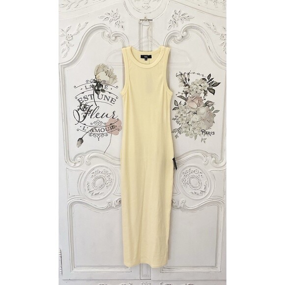 Lulus Majorly Trendy Dress Women's XS Light Yellow Midi Ribbed Bodycon NWT - Picture 6 of 12